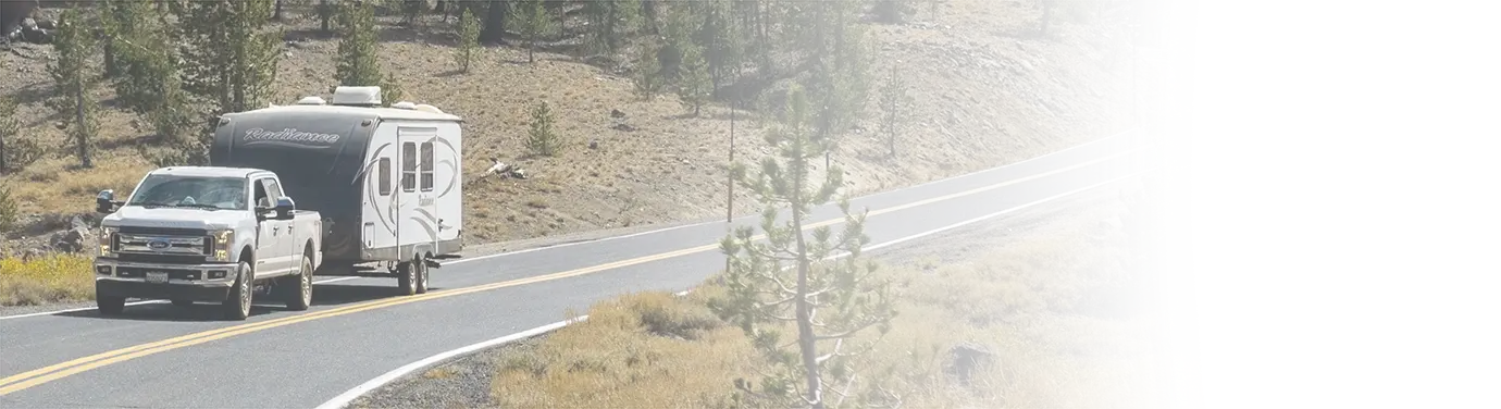 Toy hauler on the open road